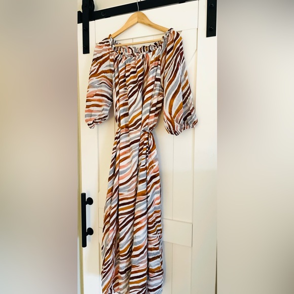 Ann Taylor Petite Zebra Stripe Boatneck Midi Dress - Picture 9 of 9